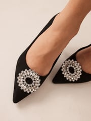 Black Forever Comfort Jewel Trim Kitten Heels - Image 3 of 10