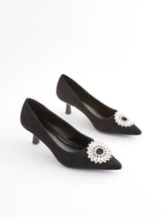 Black Forever Comfort Jewel Trim Kitten Heels - Image 5 of 10