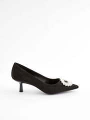 Black Forever Comfort Jewel Trim Kitten Heels - Image 6 of 10