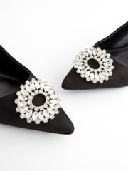 Black Forever Comfort Jewel Trim Kitten Heels - Image 7 of 10