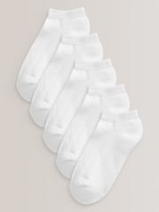 White 5 Pack Cotton Rich Cushioned Sole Trainer Socks - Image 1 of 3