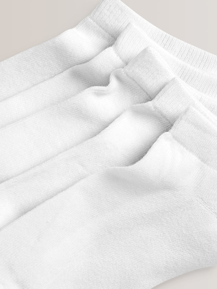 White 5 Pack Cotton Rich Cushioned Sole Trainer Socks - Image 3 of 3