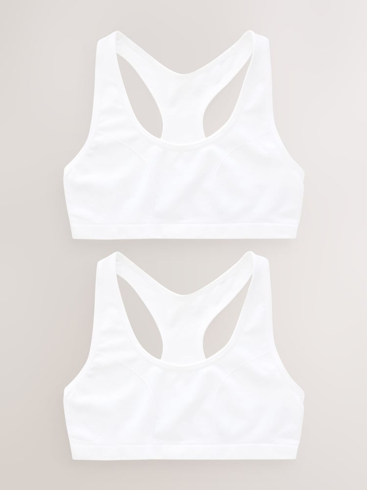 White Seamfree Racer Crop Tops 2 Pack (7-16yrs) - Image 1 of 2