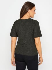 M&Co Black M&Co Angel Sleeve Shimmer Wrap Blouse - Image 3 of 4