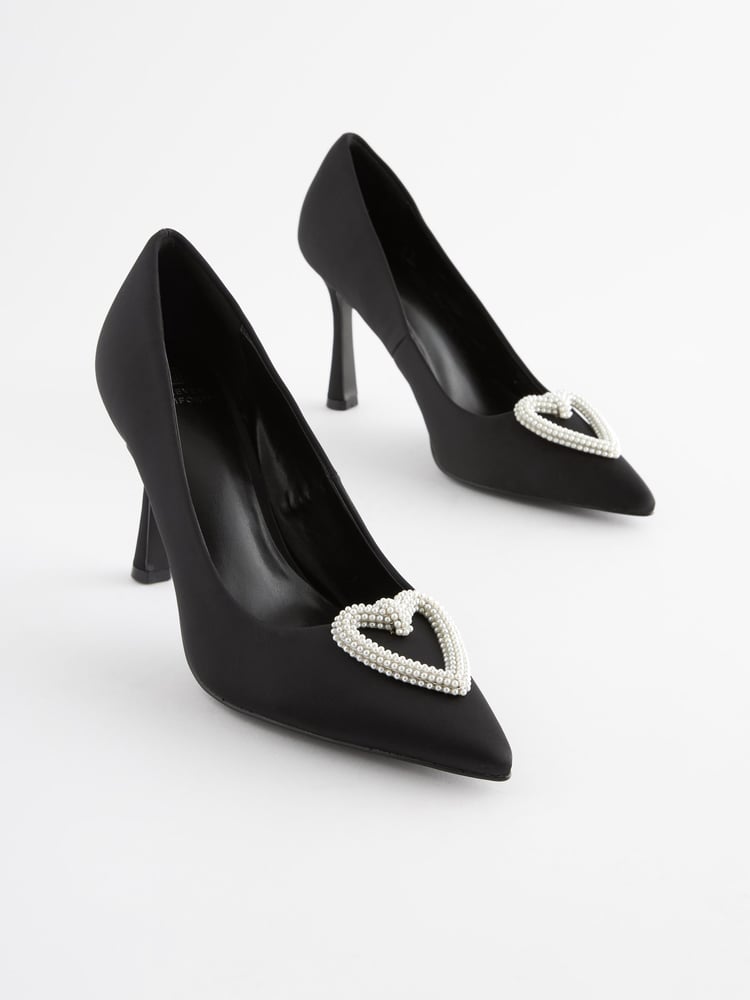 Black Regular/Wide Fit Forever Comfort® Heart Trim Court Shoes - Image 1 of 7