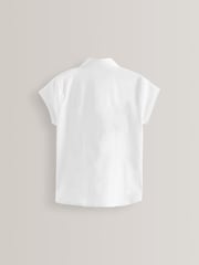 White Fitted Cap Sleeve Cotton Rich Stretch Premium School Shirts 2 Pack (3-18yrs) - Image 2 of 6