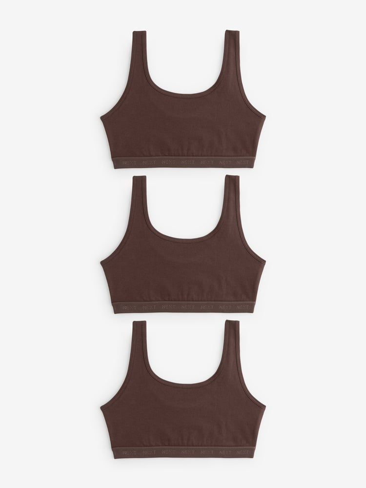 Truffle Brown Crop Tops 3 Pack (5-16yrs) - Image 1 of 6