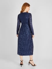 JoJo Maman Bébé Navy Sequin Wrap Maternity Dress - Image 3 of 5