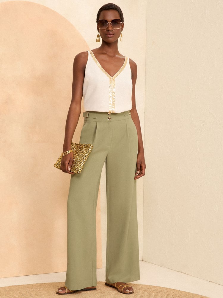 Love & Roses Green Tab Premium Wide Leg Tailored Trousers - Image 4 of 4 Love & Roses Green Tab Premium Wide Leg Tailored Trousers - Image 4 of 4
