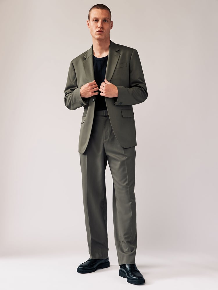 Sage Green EDIT Slouchy Style Suit Trousers - Image 2 of 9
