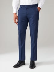 Bright Blue Tailored Fit Textured Suit Trousers - Image 1 of 9