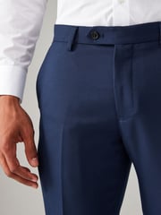 Bright Blue Tailored Fit Textured Suit Trousers - Image 4 of 9