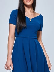 Jolie Moi Blue Off Shoulder Dip Hem Dress - Image 5 of 5