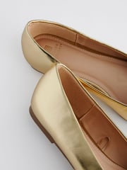 Gold Forever Comfort® Square Toe Bow Trim Ballerinas - Image 7 of 8