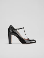 LK Bennett Black Patent Leather Annalise T-Bar Shoes - Image 1 of 4