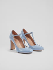 LK Bennett Blue Patent Leather Annalise T-Bar Shoes - Image 1 of 4
