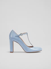 LK Bennett Blue Patent Leather Annalise T-Bar Shoes - Image 3 of 4