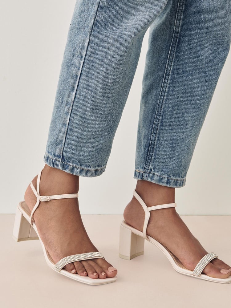 Nude Forever Comfort® Diamanté Block Heel Sandals - Image 1 of 7