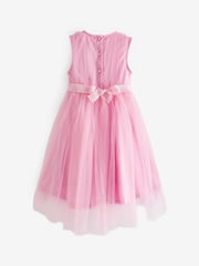 Pale Pink Mesh Tie Back Party Dress (3-16yrs) - Image 13 of 13