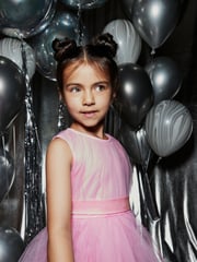 Pale Pink Mesh Tie Back Party Dress (3-16yrs) - Image 3 of 13