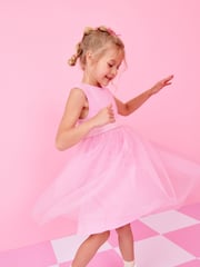 Pale Pink Mesh Tie Back Party Dress (3-16yrs) - Image 6 of 13