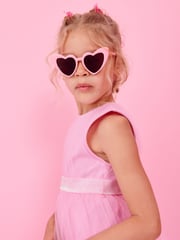 Pale Pink Mesh Tie Back Party Dress (3-16yrs) - Image 7 of 13