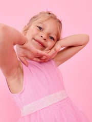 Pale Pink Mesh Tie Back Party Dress (3-16yrs) - Image 8 of 13