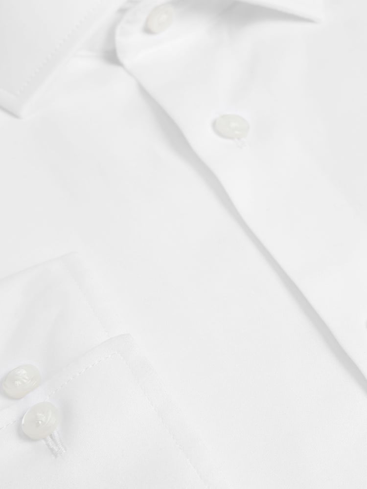 White Regular Fit 100% Cotton Single Cuff Shirt - Image 4 of 4