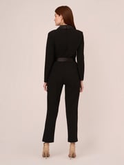 Adrianna Papell Black Crepe Tuxedo Jumpsuit - Image 2 of 7