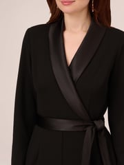 Adrianna Papell Black Crepe Tuxedo Jumpsuit - Image 4 of 7