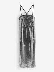 Silver Sequin Midi Dress - Image 6 of 7
