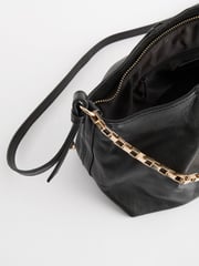 Black Leather Pleated Chain Clutch - Image 4 of 8