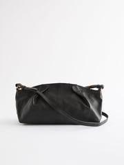 Black Leather Pleated Chain Clutch - Image 5 of 8
