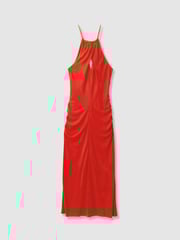 Reiss Orange Kia Jersey Halter Neck Midi Dress - Image 2 of 5