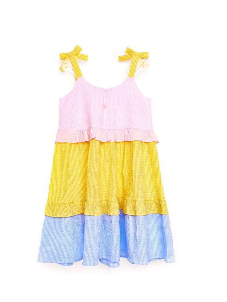 Nicole Miller Yellow Stripe Cotton Derss - Image 2 of 4