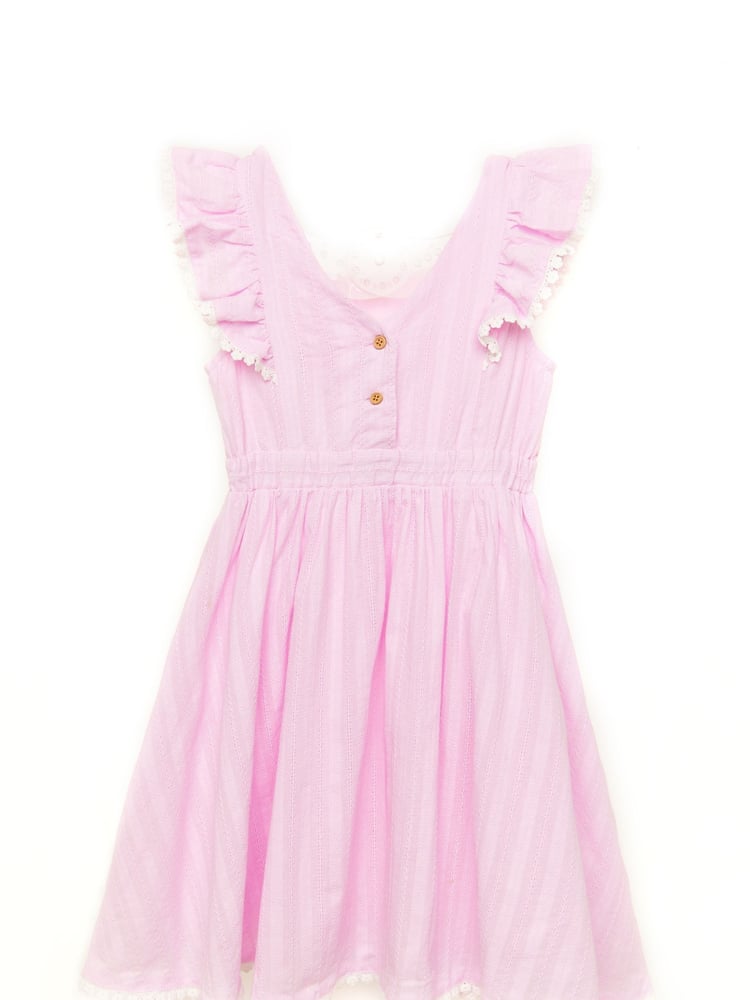 Nicole Miller Pink Jacquard 100% Cotton Dress - Image 2 of 5