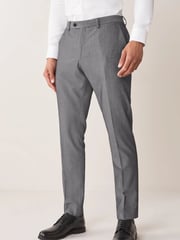 Light Grey Slim Fit Suit Trousers - Image 1 of 5