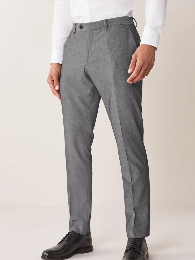 Light Grey Slim Fit Suit Trousers - Image 1 of 5
