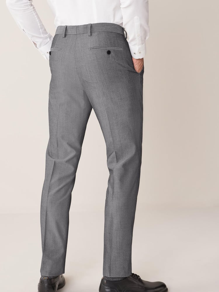 Light Grey Slim Fit Suit Trousers - Image 2 of 5
