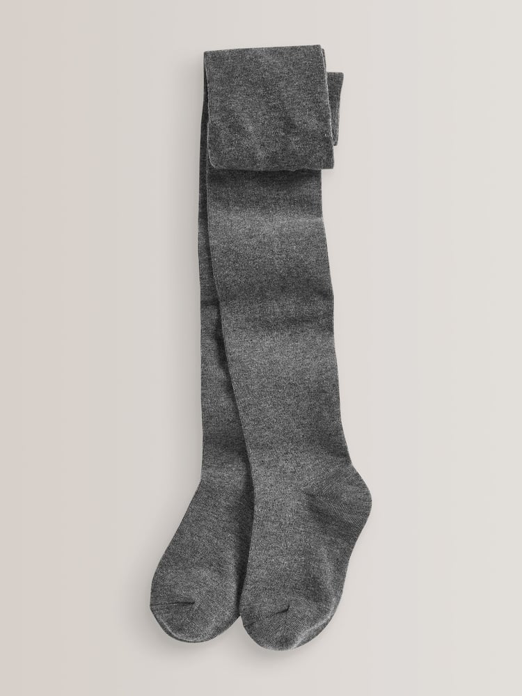 Grey Regular Length 3 Pack Cotton Rich School Tights - Image 2 of 2
