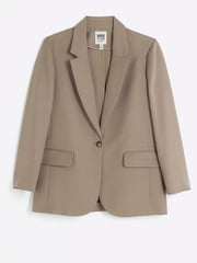 River Island Brown Relaxed Fit Roll Sleeve Blazer - Image 5 of 6