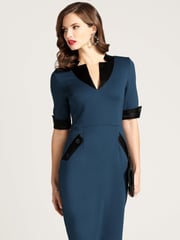 HotSquash Blue Contrast Collar Short Sleeved Dress - Image 1 of 4