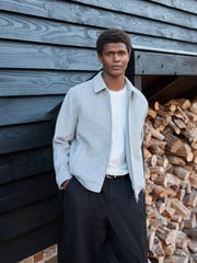 Light Grey Soft Touch Padded Harrington Jacket with Wool - Image 1 of 9