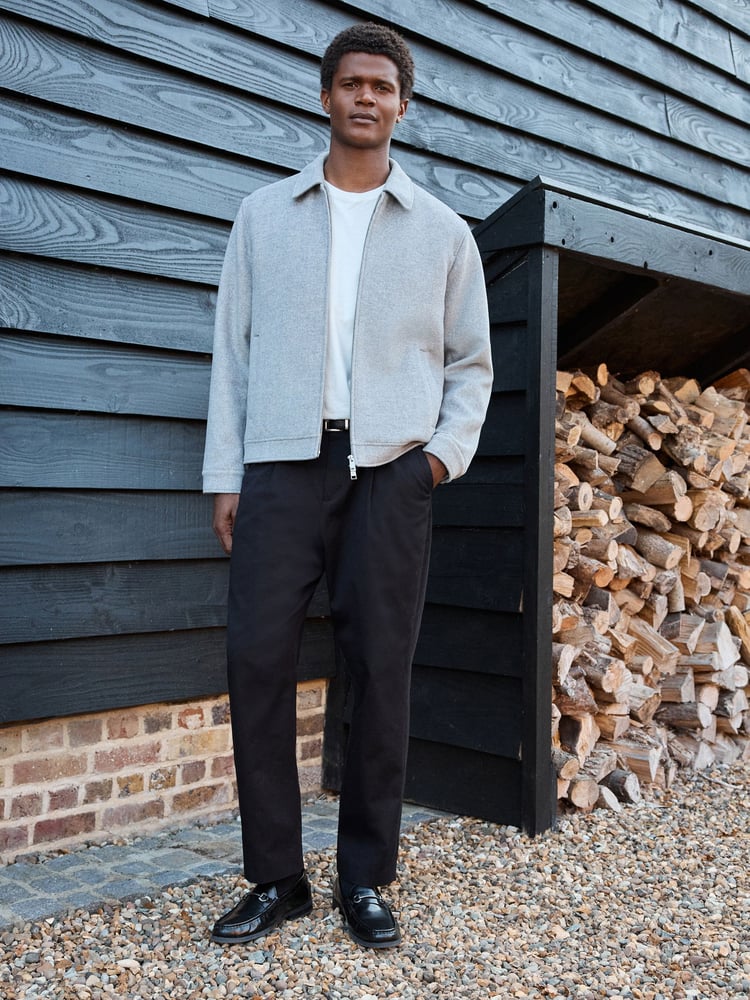 Light Grey Soft Touch Padded Harrington Jacket with Wool - Image 2 of 9