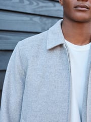 Light Grey Soft Touch Padded Harrington Jacket with Wool - Image 4 of 9