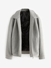 Light Grey Soft Touch Padded Harrington Jacket with Wool - Image 7 of 9