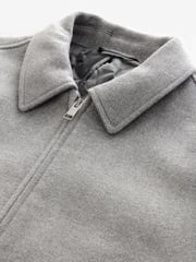 Light Grey Soft Touch Padded Harrington Jacket with Wool - Image 9 of 9