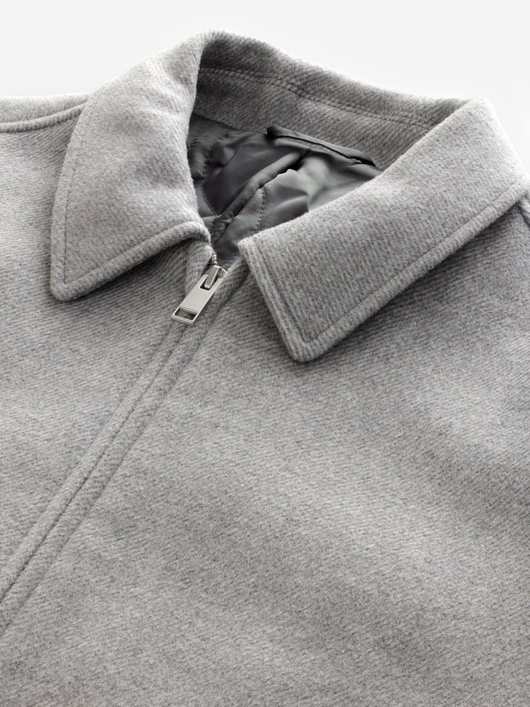 Light Grey Soft Touch Padded Harrington Jacket with Wool - Image 9 of 9