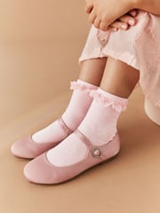 Pink Cotton Rich Ruffle Ankle Socks 2 Pack - Image 1 of 4