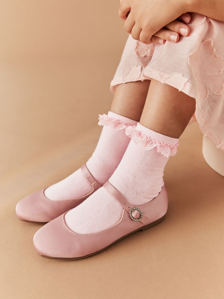 Pink Cotton Rich Ruffle Ankle Socks 2 Pack - Image 1 of 4